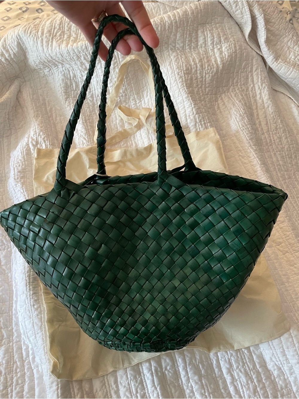 Dragon Diffusion Egola woven bag in pine green - Picture 4 of 14